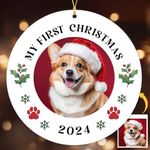 NewEleven Pet First Christmas Ornaments 2024, My First Christmas Ornament Gifts for Puppy Dog Cat Pet Lovers, Cat Dog Picture Frame Ornaments for Christmas Tree, Photo Christmas Ornaments Decorations