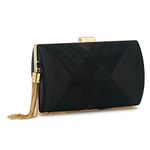 ZOUIQSS Women Clutch Bag Evening bag Fringed Evening Handbag,Lady Party Wedding Clutch Purse Chain Shoulder Cross Body Bag(Black)