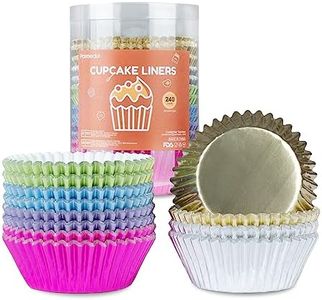 Parmedu 240pcs Metallic Foil Cupcake Liners - Standard Size 2 Inches Paper Muffin Liners, Thick & Sturdy, Oil Resistant - 6 Colors Baking Cups Cupcake Wrappers, Model BK006