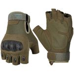 KEMIMOTO Fingerless Motorcycle Gloves for Men, Hard Shield Touchscreen Cycling Gloves for Mountain Motorcycle Motorcross Motorbike Bicycle Racing ATV UTV