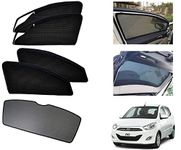 Auto Addict Zipper Magnetic Car Curtain Sunshades with Rear Window (Side Windows,Dicky Window,5 Pcs) for i10 (2007-2014)