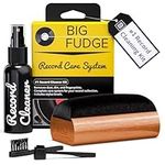 Big Fudge 4 in 1 Vinyl Record Cleaning Kit - Includes Soft No-Scratch Velvet Record Brush, Stylus Brush, XL Cleaning Solution and Storage Pouch - Professional Record Cleaner