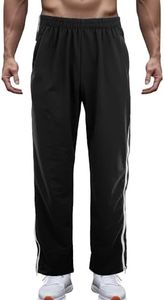 Men's Tear Away Pants Baggy Sweatpants Zippers Snap Off Full Open Leg Sweatpants Loose Fit Trouser Track Pant Splicing Sport Pants with Pockets Black