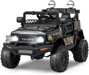COSTWAY Kids Electric Ride On Car, 12V Licensed Toyota FJ Off Road Truck with Remote Control, Shock Suspension, LED Lights, Music, Battery Powered Vehicle Toy for 37-96 Months Old (Black)