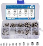 MMOBIEL 200pcs DIN916 Stainless Steel M3 M4 M5 M6 M8 Allen Head Socket Hex Grub Screw Kit Assortment incl Hex Key Wrenches