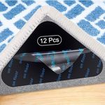 Adispotg Rug Gripper, 12 Pcs Double Sided Anti Curling Carpet Grippers underlay, Washable and Reusable Carpet non Anti slip rug grip for wooden, tile, marble, laminate and linoleum floors