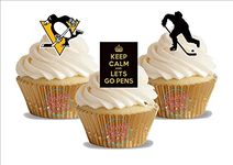 12 x Ice Hockey Pittsburgh Penguins Trio Mix - Fun Novelty Birthday Premium Stand UP Edible Wafer Card Cake Toppers Decorations