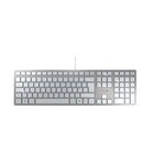 CHERRY KC 6000 SLIM, ultra-flat design keyboard, British layout (QWERTY), wired (USB-A connection), quiet, durable key labelling, silver