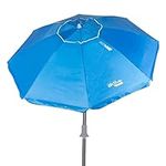 AKTIVE 62273, Beach Umbrella Anti-Wind Folding Blue Ø200, with Silver Coating and UV 50 Protection, Beach Windscreen, Large Parasol Parasol Beach Parasol