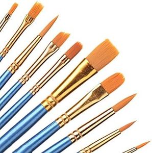 MUUZLL 10pcs Paint Brushes Set, Round Pointed Tip Paintbrushes Nylon Hair Artist Acrylic Paint Brushes for Acrylic, Oil and Watercolor Painting, Face Nail Art, Miniature Detailing and Rock Painting