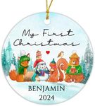 Personalized Animal Woodland Christmas Ornament, My Second Christmas Baby Ornament, 2 Years Old for Baby Girl Boy, Custom Baby's Name & Year Ornament Keepsake, Second Baby Xmas Gifts