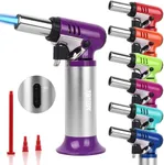 TBTeek Butane Torch, One-hand Operation Kitchen Torch with Adjustable Flame for Grilling, Baking and Soldering (Excluding Butane Gas), Purple