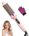 Haokoo Thermal Brush for Blowout Volume & Smooth Hair - 38mm Hot Brush, Ionic Anti-Frizz Heated Brush, 6 Heat Settings, Dual Voltage, Lightweight 250g, Pink