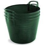 Neat Plastics 42L Flexi Tubs 3 Packs - Versatile Large Garden Tubs with Handles, Handy Builders Buckets Heavy Duty, Ideal Bath Bucket & Flexi Bucket, Durable Flexible Buckets for Home & Garden (Green)