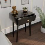 ETIQUETTE ART Modern Bedside Table with Solid Wood Legs, Minimalist and Practical End Side Table with Drawer Storage, Easy Assembly (Black)