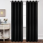 Joydeco Blackout Curtains 108 Inch Length 2 Panels Set, Thermal Insulated Long Curtains& Drapes 2 Burg, Room Darkening Grommet Curtains for Living Room Bedroom Window (W52 x L108 Inch, Black)