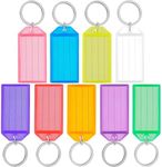 H HOME-MART 27pcs Plastic Key Tags,Bulk Key Labels with Ring and Label Window, Key Chain ID Tags, Key Ring Key Tag Identifiers for Name, Luggage,9 Colors