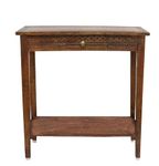 COTTON CRAFT Wood Accent Console - Hand Carved Sofa Table - Hallway Entryway Table with Metal Pull Drawer and Shelf - Small Space Modern Farmhouse Easy Assembly - 32 W x 32 H x 14 D - Antique Brown