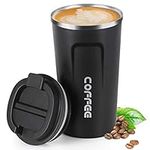 18oz (510ml) Vacuum Insulated Travel Mug, Smilatte Leakproof Double Wall Stainless Steel Reusable Coffee Cup with Lid for Hot & Cold Drinks, Matte Texture Black