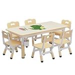 Kids Table and 6 Chair Set with Sto