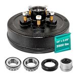 JADODE 10" x 2-1/4" Trailer Brake Drum Kit 5 on 4.5" for 3500 lbs Heavy Duty 5 Bolt Trailer Brake Drums 1/2"-20 L68149/L44649 Trailer Brake Hub Drum Assembly 008-247-05,84546,22001K