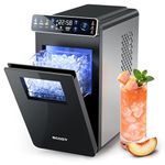 ecozy Ice Maker Machine Countertop, Portable Small Size with Full-Color Panel, 24H Timer, 6 Mins Fast Ice, 12kg/24H, 2 Ice Sizes, Self-Cleaning with Ice Bags, Scoop, Basket for Kitchen, Office, Party