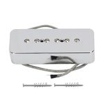 FLEOR Alnico 5 P90 Soap Bar Pickups Bridge Pickup Single Coil Pickup for LP/SG Electric Guitar, Chrome