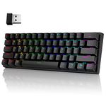 Pauroty 60% Wireless Mechanical Keyboard, Triple Mode 2.4G/USB-C/Bluetooth Keyboard, RGB Backlit, Clicky Blue Switch, 61 Keys Rechargeable Mini Wireless Gaming Keyboard for iPad Mac PC Xbox