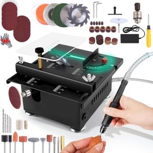 Mini Table Saw, Multifunctional Mini Precision Table Saw,Mini Table Saw for Crafts,Portable Adjustable Cutting Sanding Engraving Drilling All-in-One Machine,Mini Table Saw for Wood Cutting (Regular)