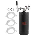 VEVOR Beer Growler Tap System, 128Oz 4L Mini Keg, 304 Stainless Steel Pressurized Beer Growler, Keg Growler with Pressure Display, CO2 Regulator Faucet, Leak-Proof Ring For Draft, Homebrew, Craft Beer