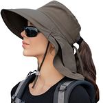 ZEXIAN Womens Sun Hat UPF 50+ Wide Brim and Ponytail Hole, Hiking Safari Hat with Neck Flap…, Army Green, One Size