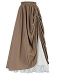 SCARLET DARKNESS Long Skirts for Women Ankle Length Elastic Pleated Retro Maxi Skirt Brown XXL