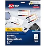 Avery Linen-Textured Two-Side Clean Edge Business Cards for Inkjet Printers, White, Pack of 200 (08873)