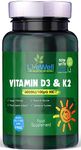 Vegan Vitamin D3 4000iu and Vitamin K2 MK7 100µg High Strength Completely Plant Based 60 Days Supply Vitamin D Vegan Tablets Gluten, GMO & Lanolin Free