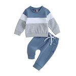 Geagodelia Toddler Baby Boy Girl Clothes Long Sleeve Contrast Sweatshirt Trouser Set Fall Winter Tracksuit Outfits