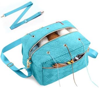 EXLIFBAG Crochet Bag, Yarn Storage Organizer with Adjustable Shoulder Straps, Yarn Bag for Crochet Accessories, Knitting Needles & Crochet Hooks