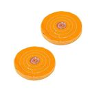 2Pcs Spiral Double-Stitched Buffing Wheel Yellow Polished Wheel Pad Mop Kit Buffer Polishing Grinding Machine Pad 2 inch 3mm Hole