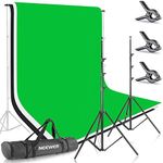 Neewer 8.5ft X 10ft/2.6M X 3M Background Stand Support System with 6ft X 9ft/1.8M X 2.8M Backdrop(White,Black,Green) for Portrait,Product Photography and Video Shooting