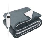 DMD® | Soft Sherpa & Fleece Electric Blanket, 1-9 Heat Settings, 9 Timer Settings with Auto-Shut Off & LED Display, Throw Blanket For Home, Office, Machine Washable (Light Grey, 120cm x 160cm)