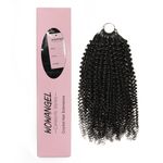 WOWANGEL Afro Kinky Curly Crochet Hair Extensions for Black Women, 14 Inch 100% Human Hair, Feather Crochet Braids Knotless Pre-Separated & Tangle-Free, Natural Black, 1PACK