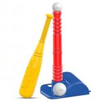 GoBroBrand T-Ball Set For Toddlers, Kids, Baseball Tee Game Includes 6 Balls, Adjustable "T" Height - Adapts With Your Child's Growth Spurts, Improves Batting Skills For Boys & Girls Age 2-12 Yrs Old