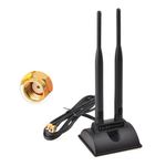 Eightwood Dual WiFi Antenna with RP-SMA Male Connector, 2.4GHz 5GHz Dual Band Antenna Magnetic Base for WiFi Wireless Router Mobile Hotspot