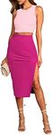 Pink Queen Sexy Dresses for Women 2 Piece Knitted Crop Top High Waist Bodycon Night Club Midi Skirt Set Rose Pink S