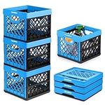 CleverMade Utility Totes, 25 Liters, Stackable Storage Bins/Containers/Collapsible Milk Crate, 3 Pack, Blue