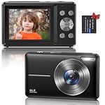 Digital Camera, 1080P HD 44MP Kids Digital Camera (No memory card),2.4" LCD Screen Rechargeable Compact Camera with 16X Digital Zoom Camera for Kids, Boys Girls, Adult,Teenagers, Students (Black)