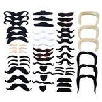 GDLPZM Fake Moustache 48 Pcs Fake Beard Stick on Moustache Self Adhesive Realistic Moustaches Kit for Birthday Party