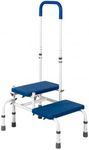 Platinum Health AdjustaStep Double-Step Step Stool with Side-Mounted Safety Handle. Adjustable Height. Padded Handle, Non-Slip Steps. Quick, Tool-Less Assembly.