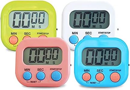 4 PCS Kitchen Timer, Colorful Loud Alarm Timer Magnetic Back Digital Timer with Stand, Kitchen Timers for Cooking, Study, Work (Not Including Battery)