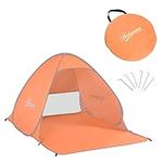 Outsunny Pop up Beach Tent, UV 30+ Sun Shelter with Carry Bag, 2x1.5m for 2-3 Person, Orange