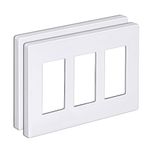 BESTTEN [2 Pack] 3-Gang Screwless Wall Plate, USWP6 Gloss Snow White Series, Decorator Outlet Cover, 11.91cm x 16.61cm, for Light Switch, Dimmer, GFCI, USB Receptacle